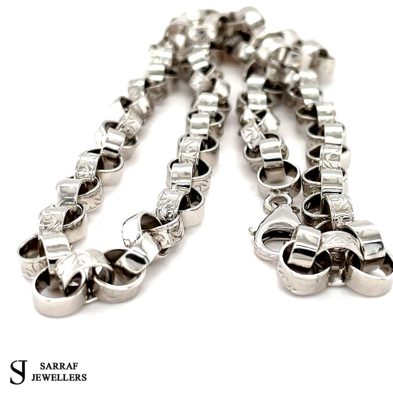 BRITISH BELCHER SILVER OVAL CHAIN 925 Sterling Silver CAST Chain Necklace 7MM - Sarraf Jewellers