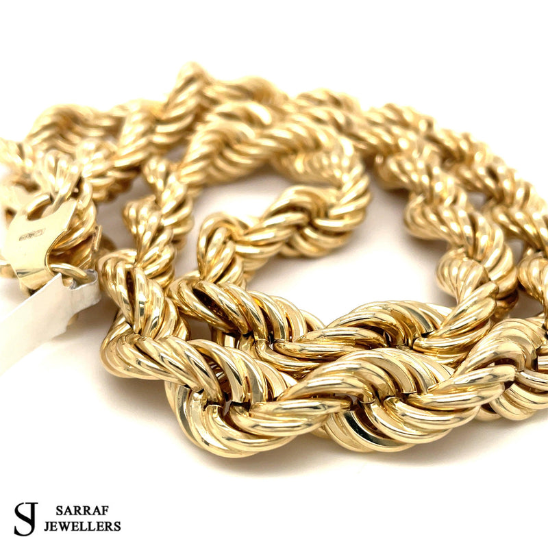 BRITISH ROPE 9K 375 SOLID Yellow GOLD Chain Necklace and Bracelet - Sarraf Jewellers