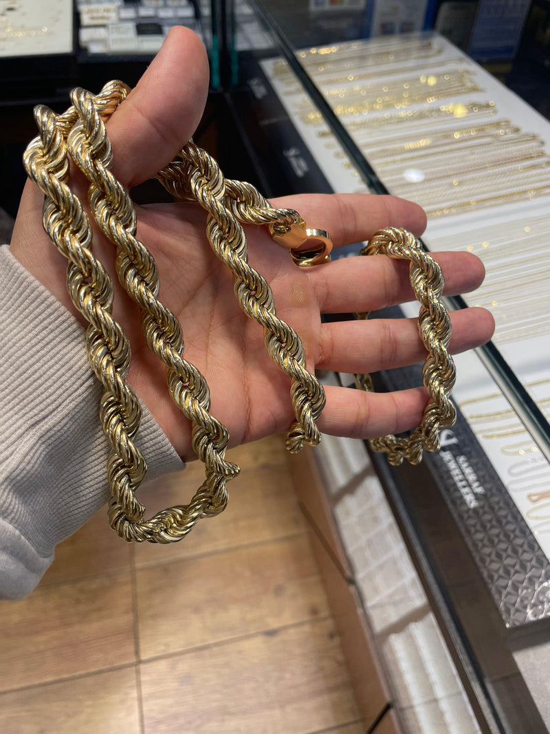 BRITISH ROPE 9K 375 SOLID Yellow GOLD Chain Necklace and Bracelet - Sarraf Jewellers