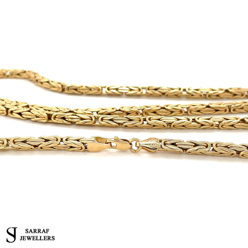 BYZANTINE KING Chain 585 14ct Yellow GOLD Mens SQUARE NECKLACE 4.2MM - Sarraf Jewellers