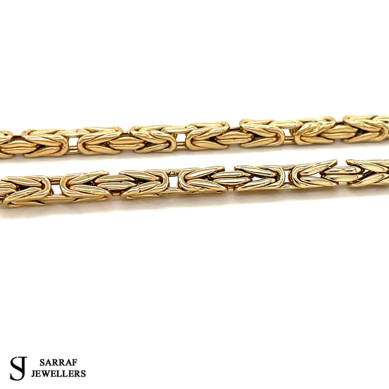 BYZANTINE KING Chain 585 14ct Yellow GOLD Mens SQUARE NECKLACE 4.2MM - Sarraf Jewellers