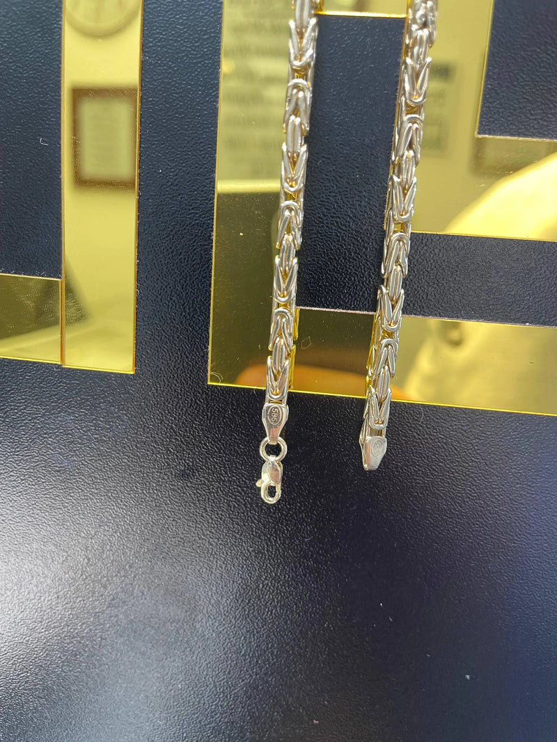 BYZANTINE KING Chain 585 14ct Yellow GOLD Mens SQUARE NECKLACE 4.2MM - Sarraf Jewellers