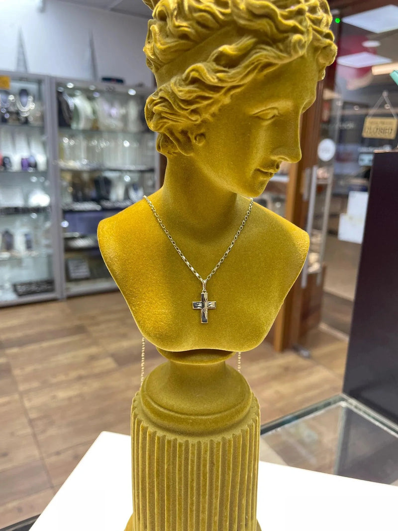 Diamond Cut Cross Pendant 9K Yellow Gold, Tiny Small Cross Pendant, Shiny Cross, Cross for Woman, Cross For Men - Sarraf Jewellers