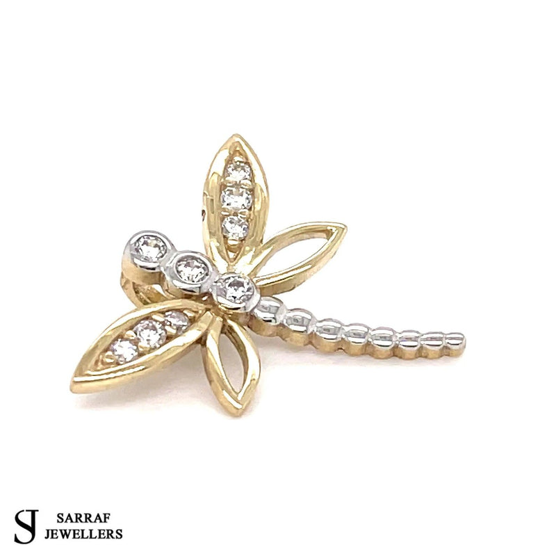 Dragon Fly for Necklace, Dragon Fly, Dragon Pendant, 9k 9ct Yellow GOLD Pendant Shiny Bling - Sarraf Jewellers