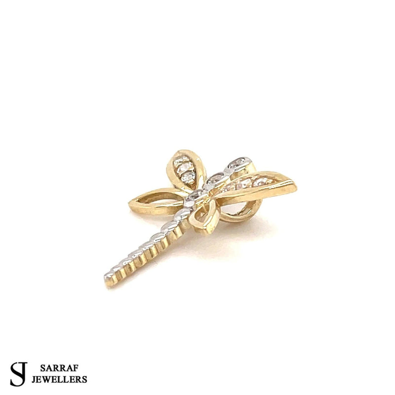 Dragon Fly for Necklace, Dragon Fly, Dragon Pendant, 9k 9ct Yellow GOLD Pendant Shiny Bling - Sarraf Jewellers