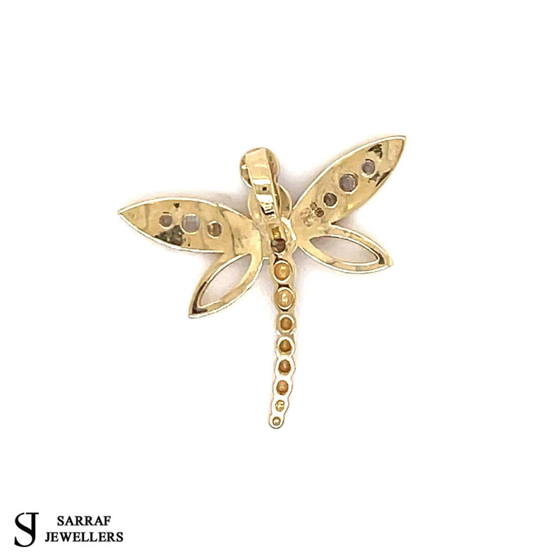 Dragon Fly for Necklace, Dragon Fly, Dragon Pendant, 9k 9ct Yellow GOLD Pendant Shiny Bling - Sarraf Jewellers