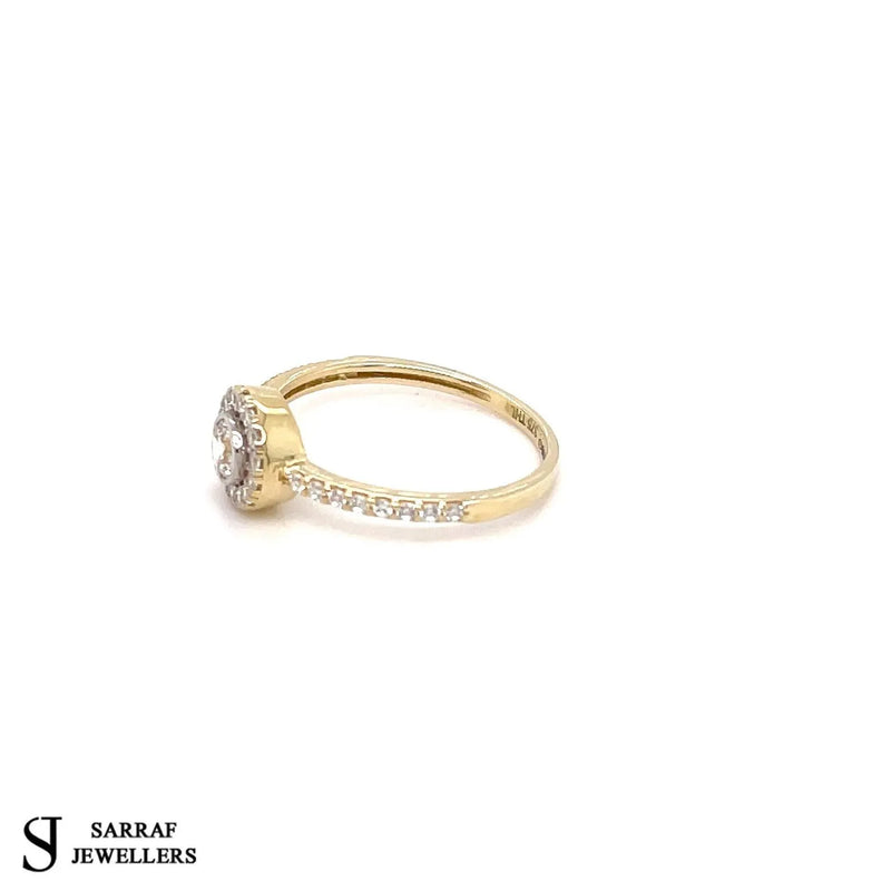 Engagement Ring, Halo Cluster Ring, 9ct Gold Ladies CZ Solitaire Engagement Ring, Gifts for her, Wedding Band - Sarraf Jewellers