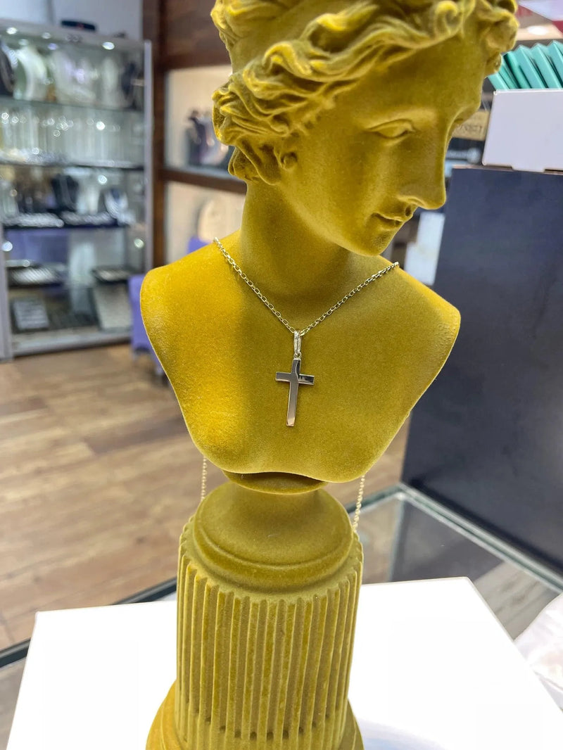 Flat Gold Cross, 9k Plain Yellow Gold Cross, Cross For Men, Cross For Women, Cross Pendant - Sarraf Jewellers