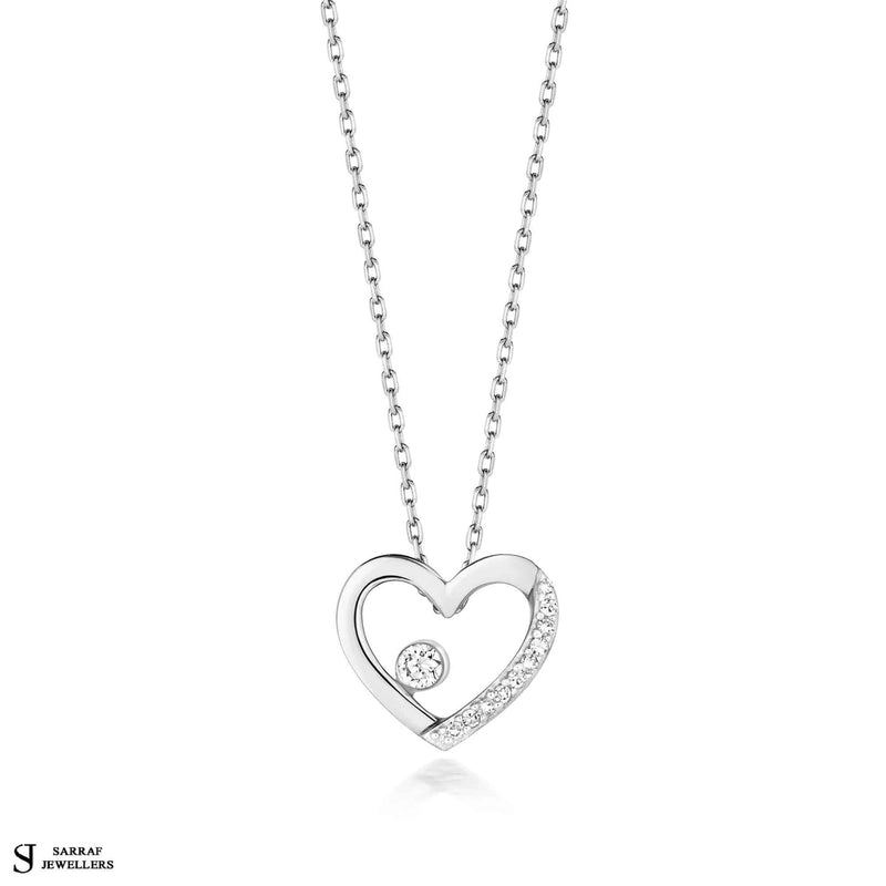 Gifts for Her Diamond Heart Necklace for Women 9ct Yellow Rose White Gold Heart Necklace Heart Pendant Necklace - Sarraf Jewellers