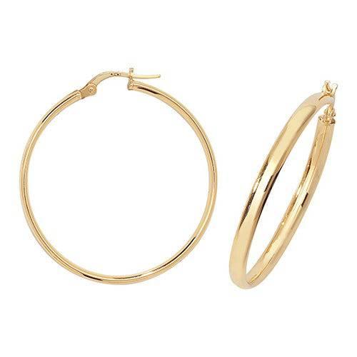 Gold Earring, 9ct Yellow Gold Plain Hoop Earrings, 8mm - 10mm - 15mm - 20mm - 25mm - 30mm - 40mm - 50mm - Sarraf Jewellers