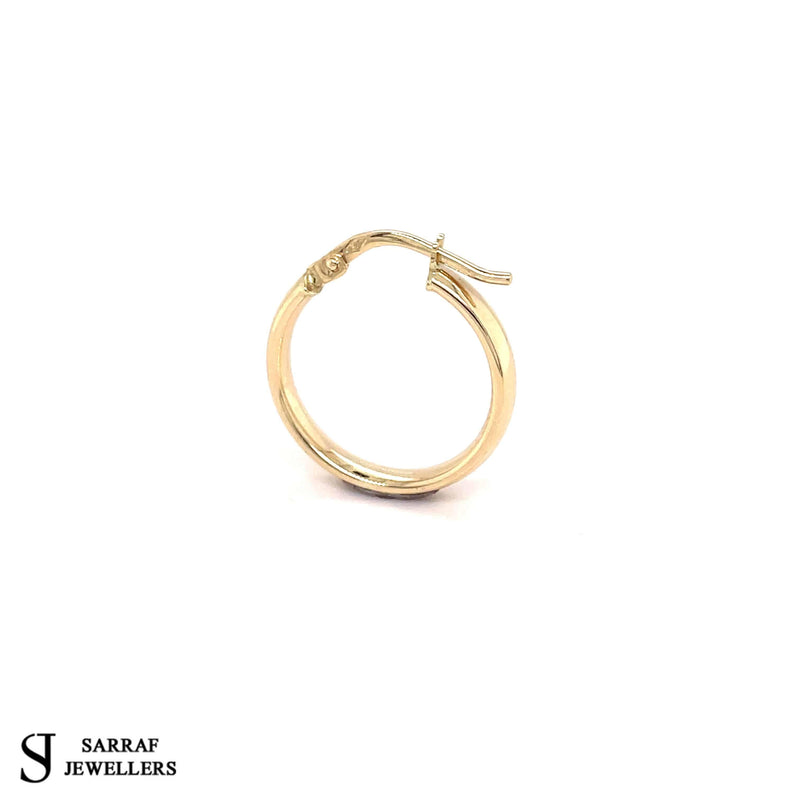 Gold Earring, 9ct Yellow Gold Plain Hoop Earrings, 8mm - 10mm - 15mm - 20mm - 25mm - 30mm - 40mm - 50mm - Sarraf Jewellers