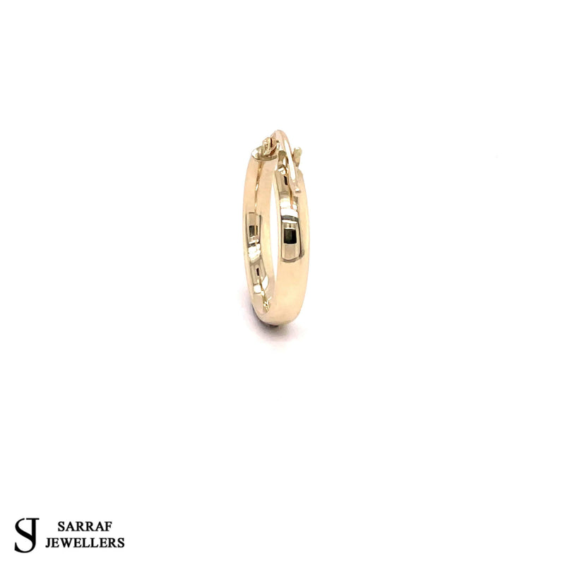 Gold Earring, 9ct Yellow Gold Plain Hoop Earrings, 8mm - 10mm - 15mm - 20mm - 25mm - 30mm - 40mm - 50mm - Sarraf Jewellers