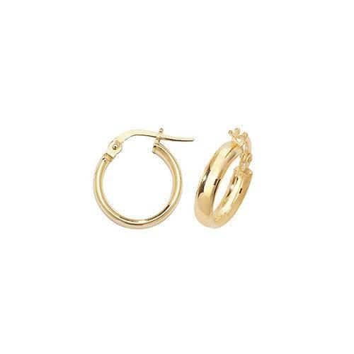 Gold Earring, 9ct Yellow Gold Plain Hoop Earrings, 8mm - 10mm - 15mm - 20mm - 25mm - 30mm - 40mm - 50mm - Sarraf Jewellers