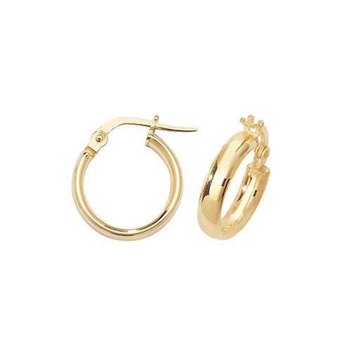 Gold Earring, 9ct Yellow Gold Plain Hoop Earrings, 8mm - 10mm - 15mm - 20mm - 25mm - 30mm - 40mm - 50mm - Sarraf Jewellers