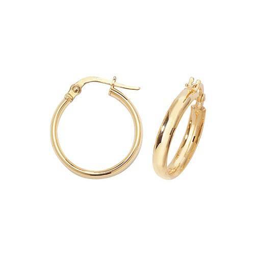 Gold Earring, 9ct Yellow Gold Plain Hoop Earrings, 8mm - 10mm - 15mm - 20mm - 25mm - 30mm - 40mm - 50mm - Sarraf Jewellers