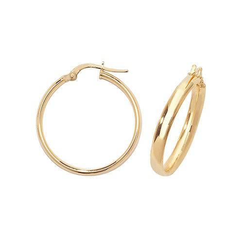 Gold Earring, 9ct Yellow Gold Plain Hoop Earrings, 8mm - 10mm - 15mm - 20mm - 25mm - 30mm - 40mm - 50mm - Sarraf Jewellers