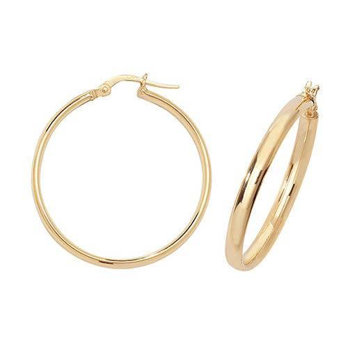 Gold Earring, 9ct Yellow Gold Plain Hoop Earrings, 8mm - 10mm - 15mm - 20mm - 25mm - 30mm - 40mm - 50mm - Sarraf Jewellers