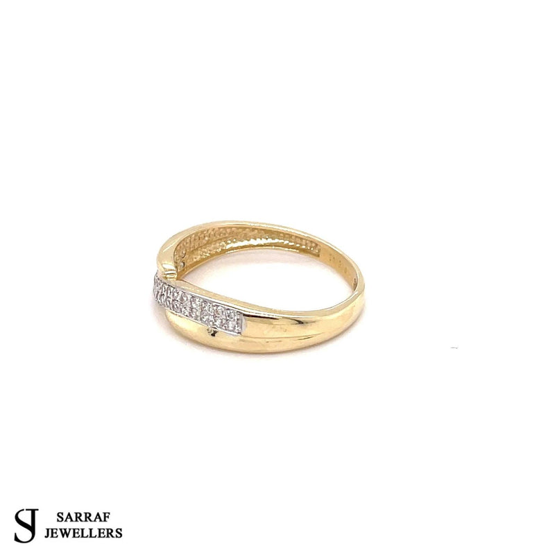 Gold Ring, 9ct Gold Ring, Simple Gold Ring, Ladies Gold Ring, Yellow Gold Cz Ring - Sarraf Jewellers