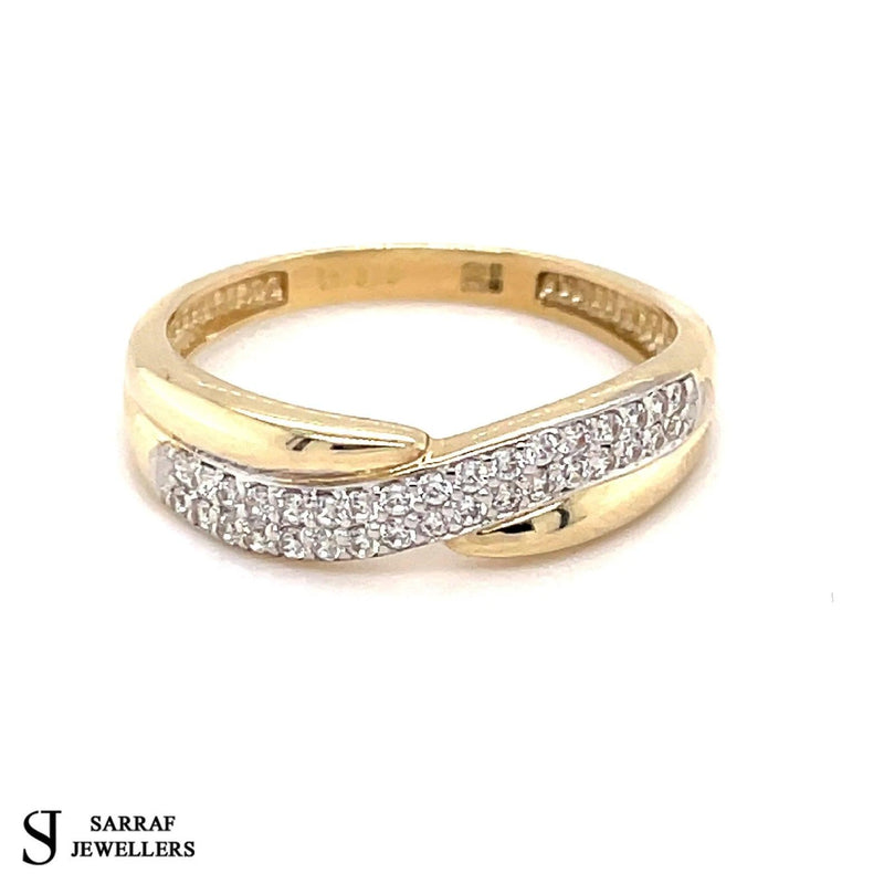 Gold Ring, 9ct Gold Ring, Simple Gold Ring, Ladies Gold Ring, Yellow Gold Cz Ring - Sarraf Jewellers