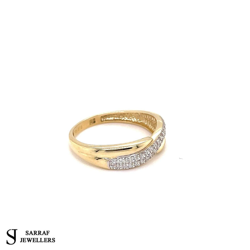 Gold Ring, 9ct Gold Ring, Simple Gold Ring, Ladies Gold Ring, Yellow Gold Cz Ring - Sarraf Jewellers