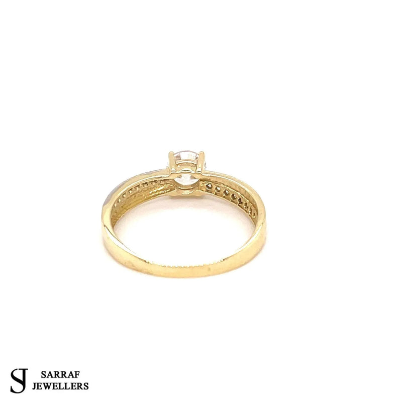 Gold Ring, Ladies Solitaire Engagment Ring, 9ct Yellow Gold Ring Cubic Zirconia, Wedding Band, Single Stone - Sarraf Jewellers