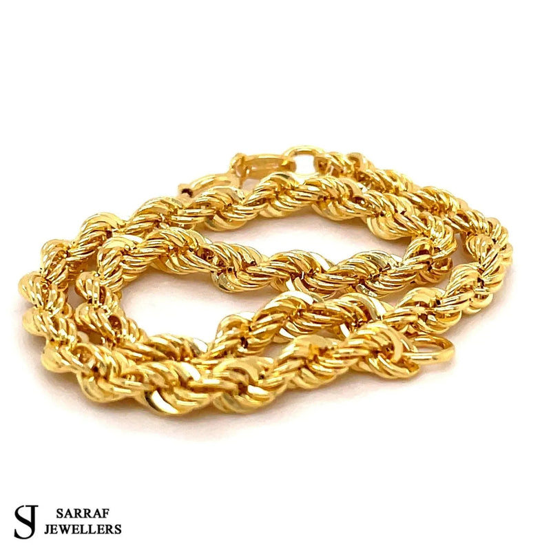 Gold Rope Bracelet, Gold Bracelet, 9ct Genuine Gold Rope British Ladies Bracelet 7" 5.5mm 4.2gr - Sarraf Jewellers