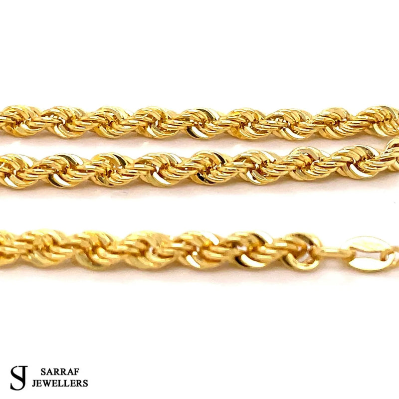 Gold Rope Bracelet, Gold Bracelet, 9ct Genuine Gold Rope British Ladies Bracelet 7" 5.5mm 4.2gr - Sarraf Jewellers