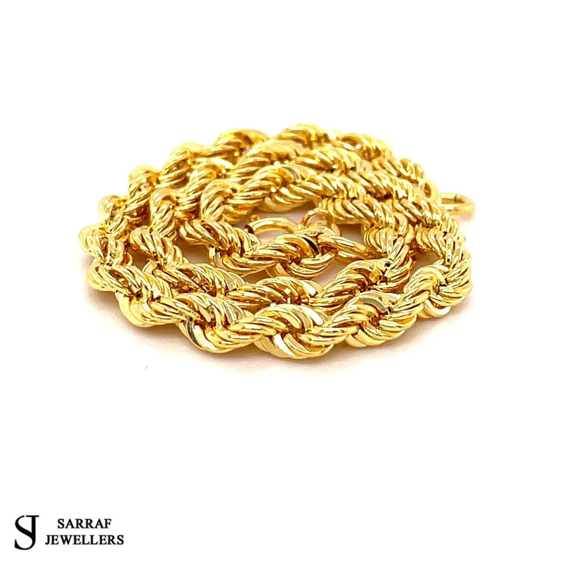 Gold Rope Bracelet, Gold Bracelet, 9ct Genuine Gold Rope British Ladies Bracelet 7" 5.5mm 4.2gr - Sarraf Jewellers