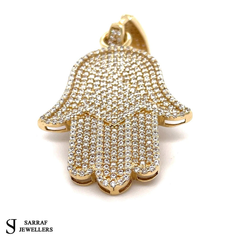 Hamsa Hand Pendant, Prayer Hand, Custom Pendant, 9ct Yellow Gold Pendant, Mens Pendant, Gold Pendant - Sarraf Jewellers