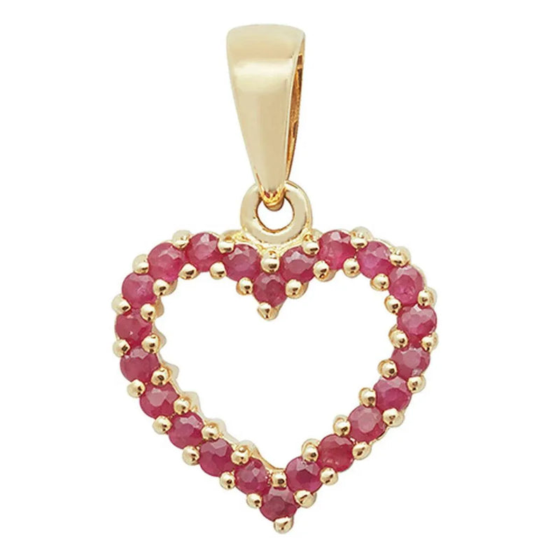 Heart Pendant, Emerald, Ruby, Sapphire Heart Pendant, 9k Gold Heart Pendant, Pendant For Women, Gifts for Her - Sarraf Jewellers