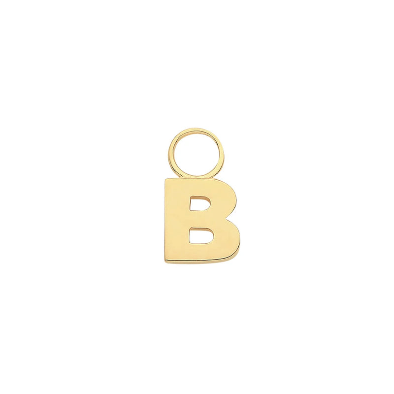 Initial Letter Earring Charm, 9ct Solid Gold Earring Charm For Earring, A to Z, 375 Stamped, 9 Carat Gold Charm - Sarraf Jewellers