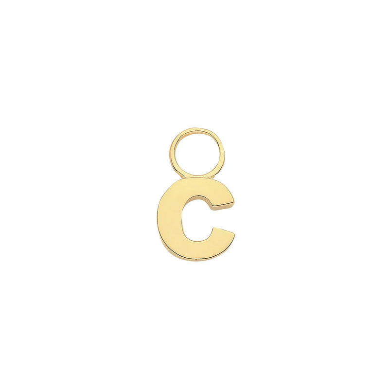 Initial Letter Earring Charm, 9ct Solid Gold Earring Charm For Earring, A to Z, 375 Stamped, 9 Carat Gold Charm - Sarraf Jewellers
