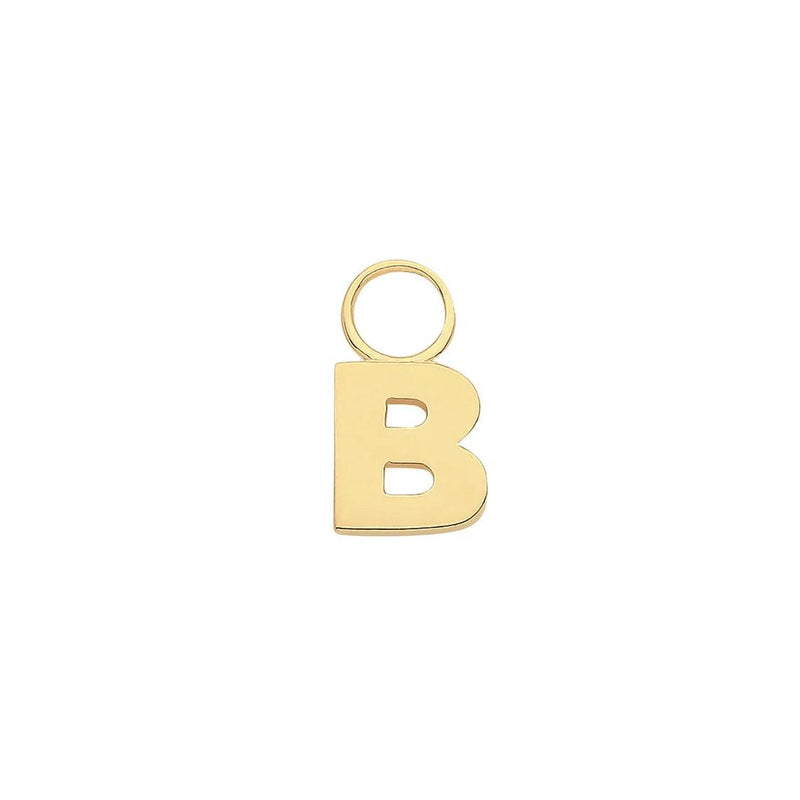 Initial Letter Earring Charm, 9ct Solid Gold Earring Charm For Earring, A to Z, 375 Stamped, 9 Carat Gold Charm - Sarraf Jewellers