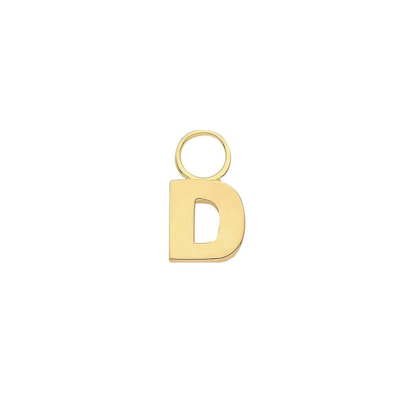 Initial Letter Earring Charm, 9ct Solid Gold Earring Charm For Earring, A to Z, 375 Stamped, 9 Carat Gold Charm - Sarraf Jewellers