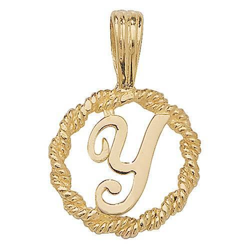 Initial Letter Rope Pendant, 9ct Solid Gold Pendant For Necklace, Inital Charm, A to Z, 375 Stamped, 9 Carat Gold Pendant - Sarraf Jewellers