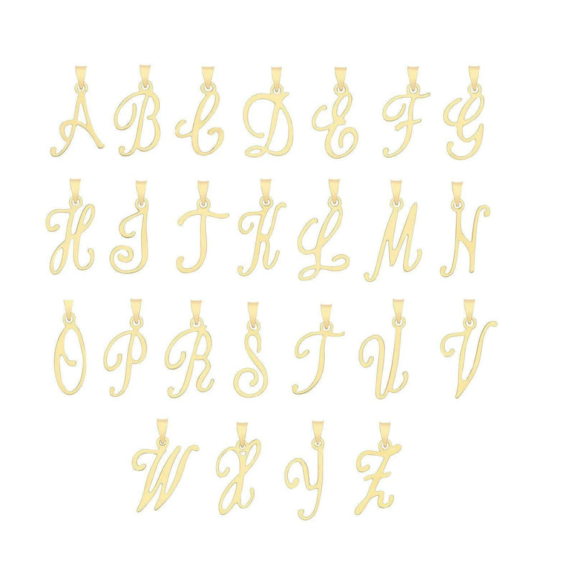 Initial Script Italic 9ct Gold Pendant, Initial Charm, Script Letter Pendant - Sarraf Jewellers