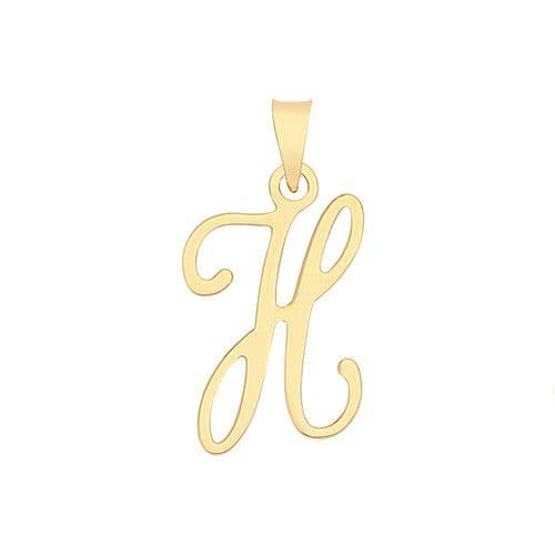 Initial Script Italic 9ct Gold Pendant, Initial Charm, Script Letter Pendant - Sarraf Jewellers