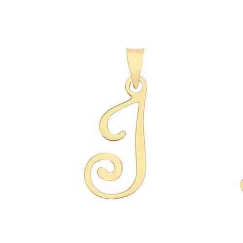 Initial Script Italic 9ct Gold Pendant, Initial Charm, Script Letter Pendant - Sarraf Jewellers