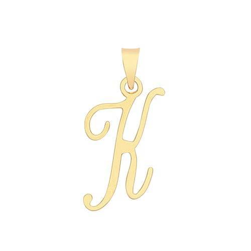 Initial Script Italic 9ct Gold Pendant, Initial Charm, Script Letter Pendant - Sarraf Jewellers