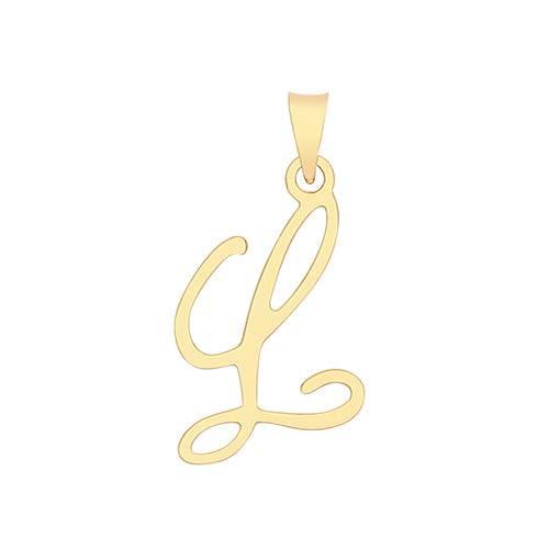 Initial Script Italic 9ct Gold Pendant, Initial Charm, Script Letter Pendant - Sarraf Jewellers