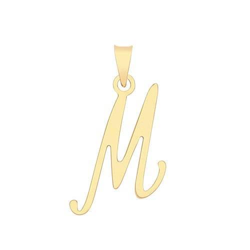 Initial Script Italic 9ct Gold Pendant, Initial Charm, Script Letter Pendant - Sarraf Jewellers