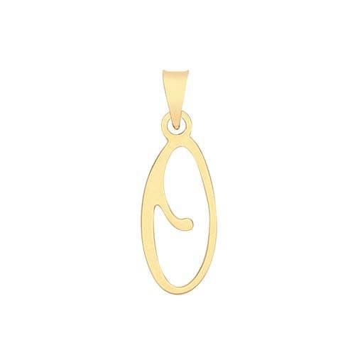 Initial Script Italic 9ct Gold Pendant, Initial Charm, Script Letter Pendant - Sarraf Jewellers