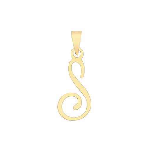 Initial Script Italic 9ct Gold Pendant, Initial Charm, Script Letter Pendant - Sarraf Jewellers