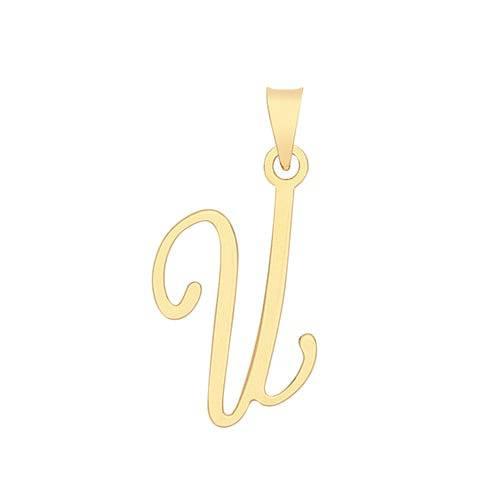 Initial Script Italic 9ct Gold Pendant, Initial Charm, Script Letter Pendant - Sarraf Jewellers