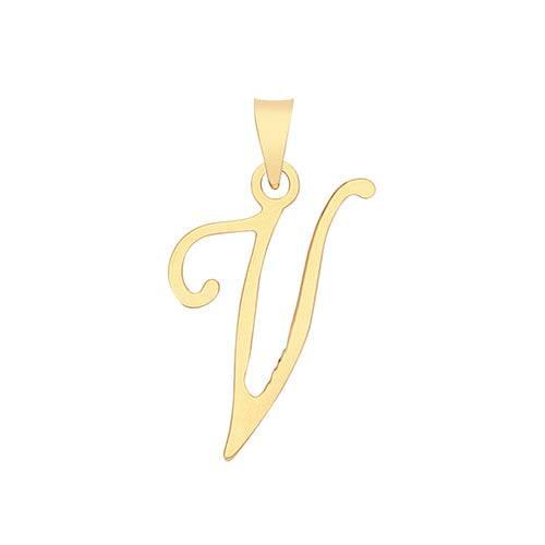 Initial Script Italic 9ct Gold Pendant, Initial Charm, Script Letter Pendant - Sarraf Jewellers