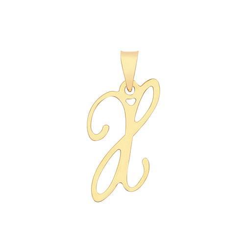 Initial Script Italic 9ct Gold Pendant, Initial Charm, Script Letter Pendant - Sarraf Jewellers