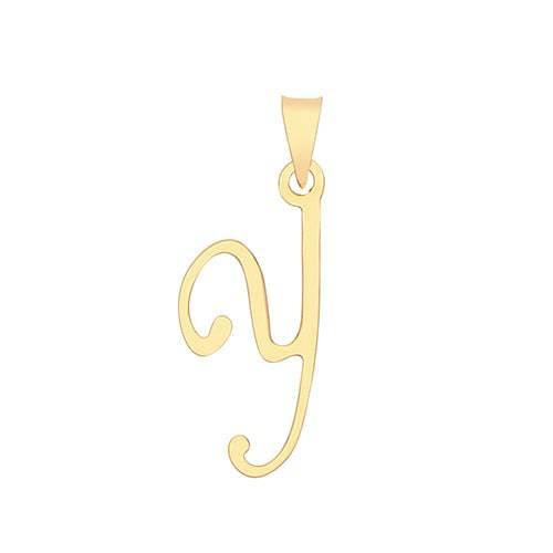 Initial Script Italic 9ct Gold Pendant, Initial Charm, Script Letter Pendant - Sarraf Jewellers