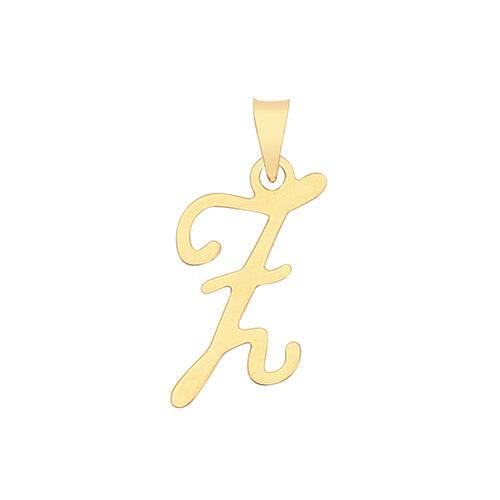 Initial Script Italic 9ct Gold Pendant, Initial Charm, Script Letter Pendant - Sarraf Jewellers