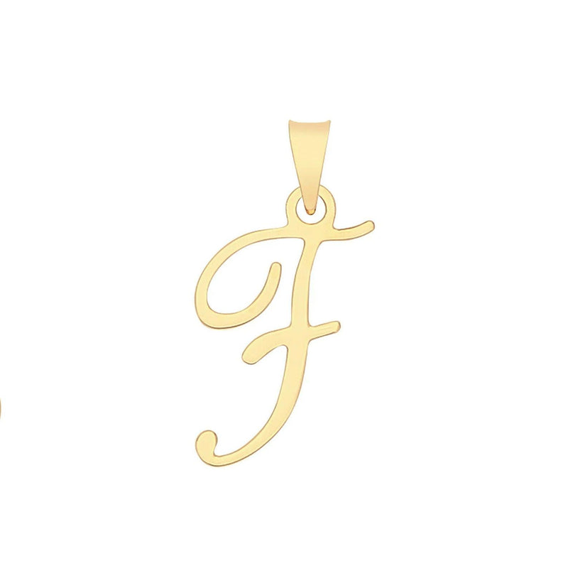 Initial Script Italic 9ct Gold Pendant, Initial Charm, Script Letter Pendant - Sarraf Jewellers