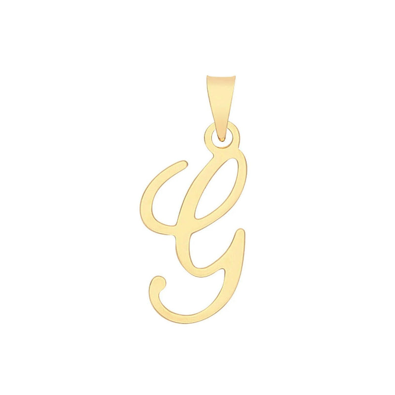 Initial Script Italic 9ct Gold Pendant, Initial Charm, Script Letter Pendant - Sarraf Jewellers